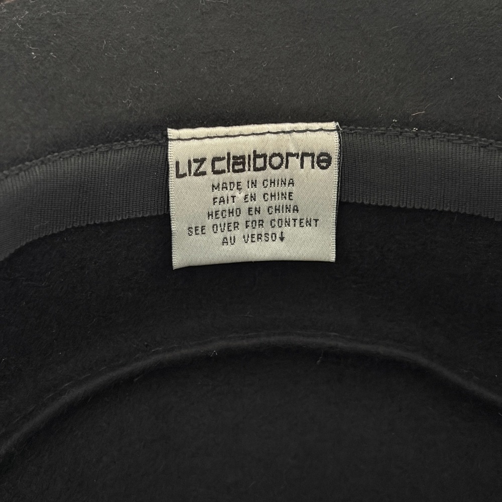 Liz Claiborne Cloche Hat Wool Felt Feather Accent OS Black Whimsigoth Capsule - Picture 4 of 10